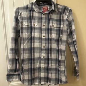 Men's Wrangler Blue Plaid Pearl Snap Shirt